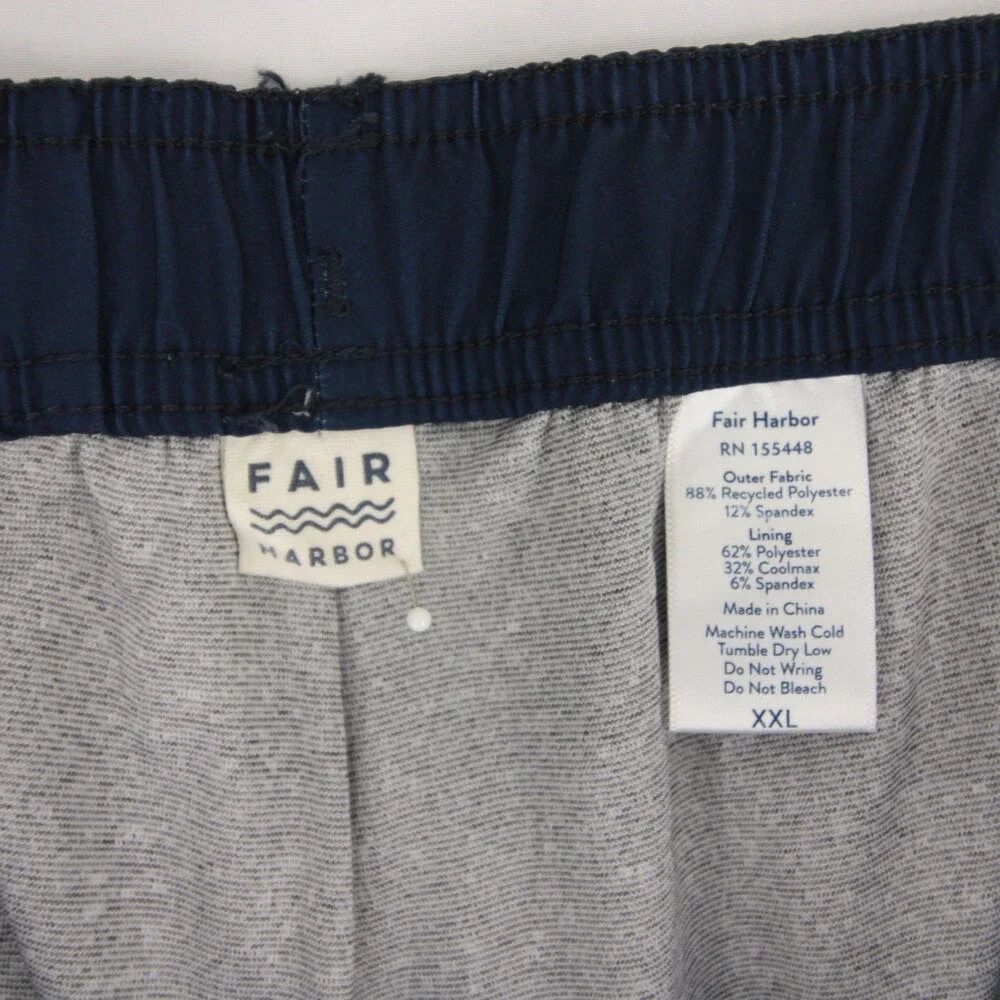 Fair Harbor Anchor Swim Trunks Mens XXL Navy Blue Palm Print Lined Quick Dry